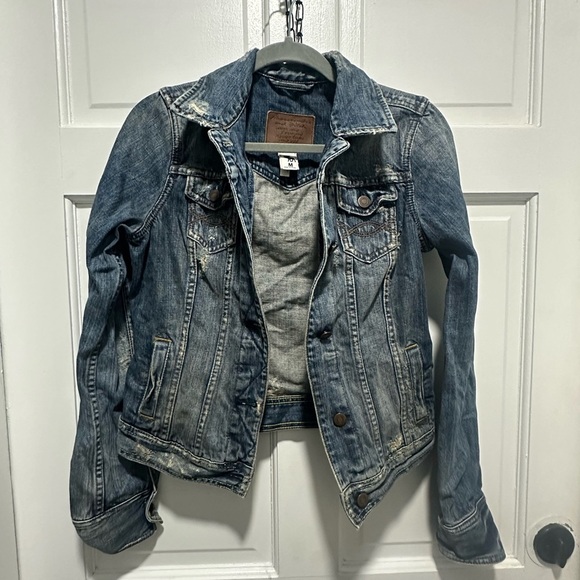 Y2K Abercrombie & Fitch Distressed Denim Jacket Medium Early 2000s - Picture 2 of 6